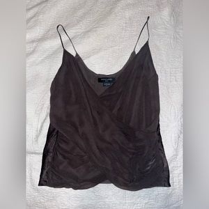 Brown Marciano Silk Spaghetti Strap Top with Cross Over Front Style - Size Small